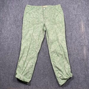Democracy Floral Print Cropped Cargo Pants Women Size 8 Green "Flex-ellent"